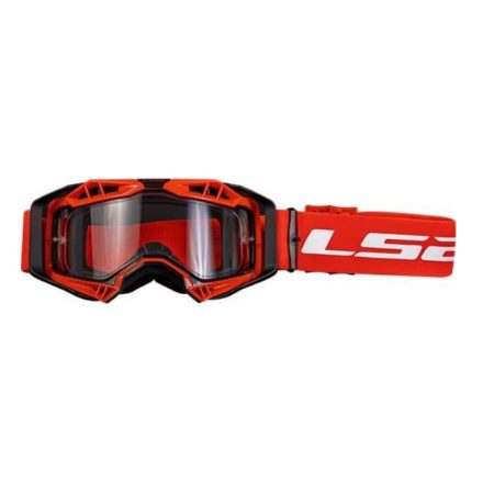 LS2 AURA GOGGLE BLACK RED WITH CLEAR VISOR